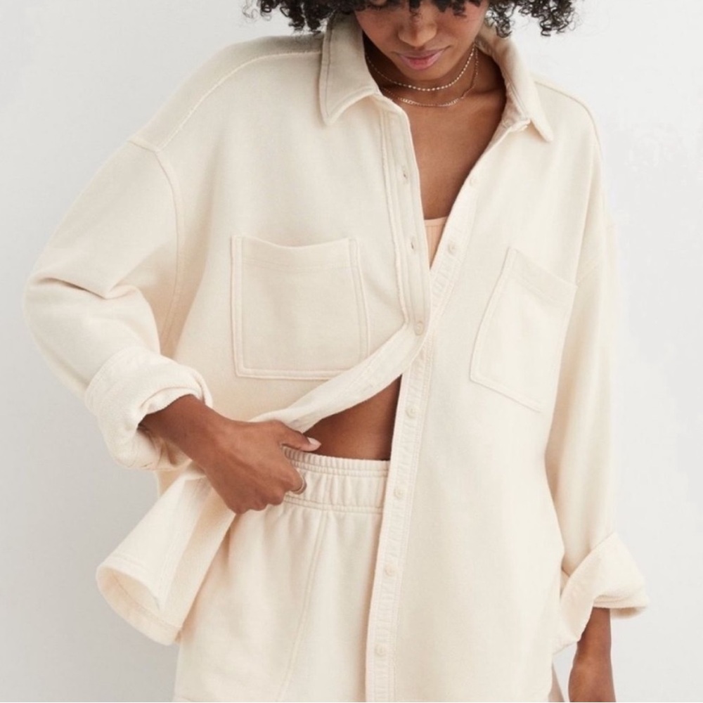 Aerie lumber Jane fleece shirt shacket cream
